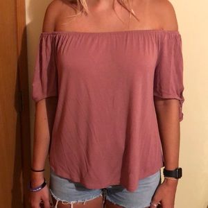 Off the shoulder pink loose blouse